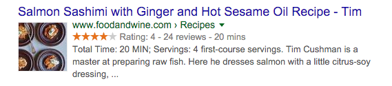 example of a Google's rich snippet in search results