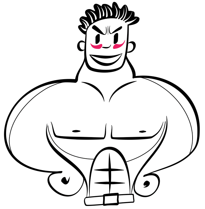 A muscular person represents your strong business